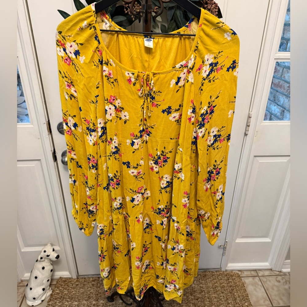 Old Navy Boho Peasant Style Floral Print Midi Dress L